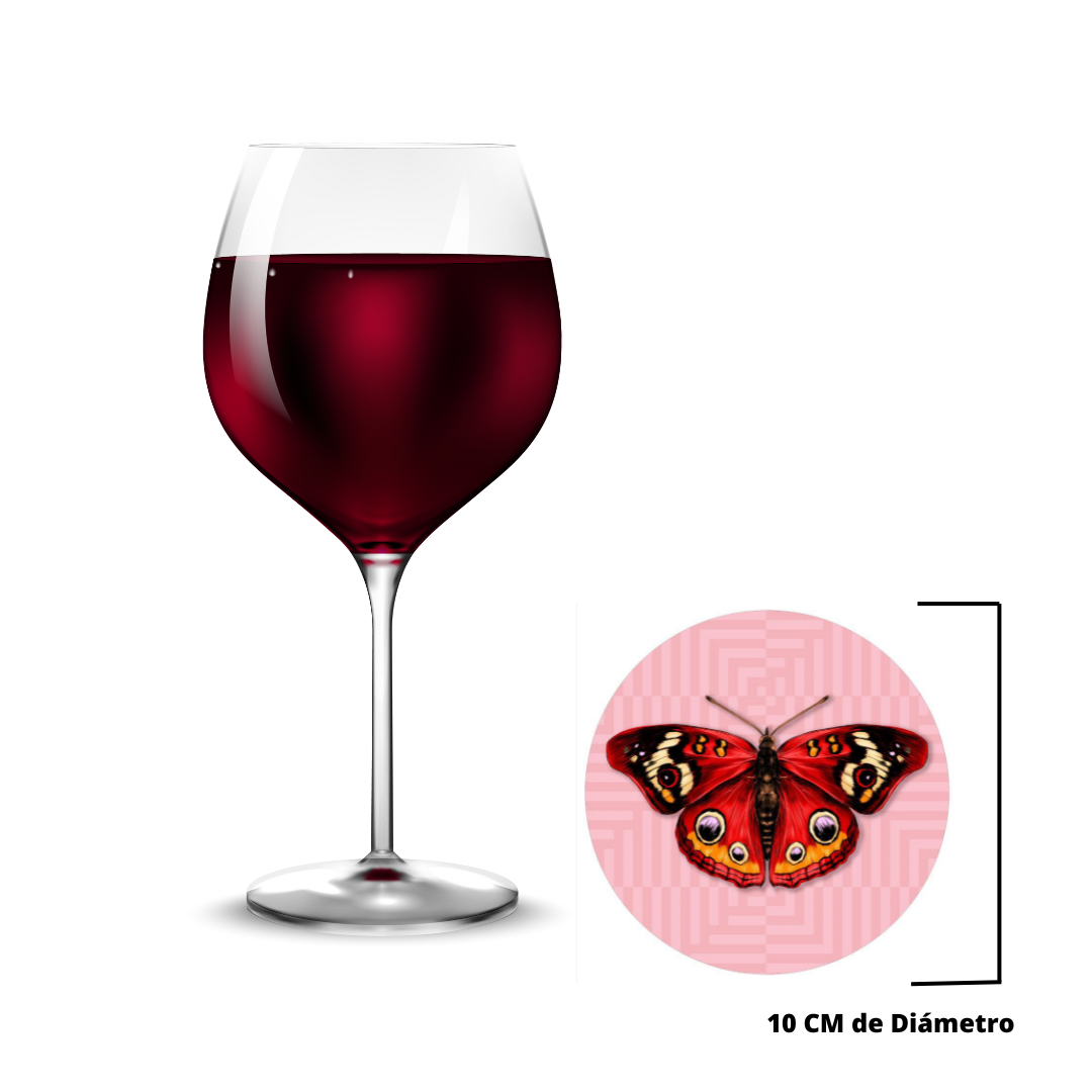 BAJOPLATO DE MARIPOSA ROJA CON FONDO ROSA