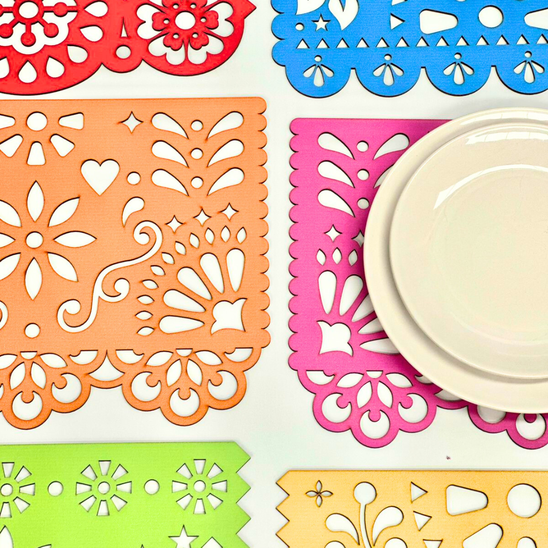 BAJOPLATO DISEÑO PAPEL PICADO KIT 6 SERVILLETERO