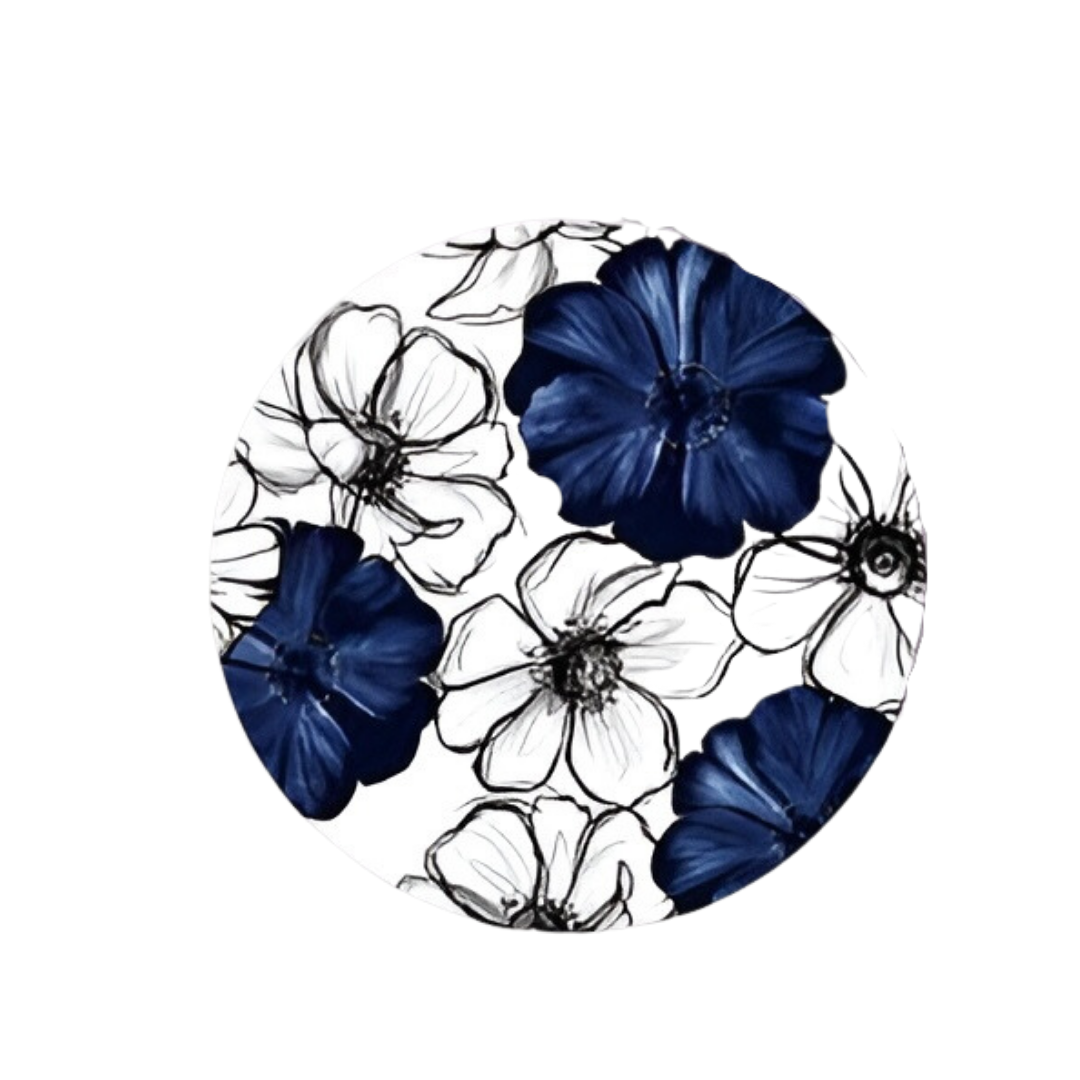 BAJOPLATO Flores Azules y Blancas A-013