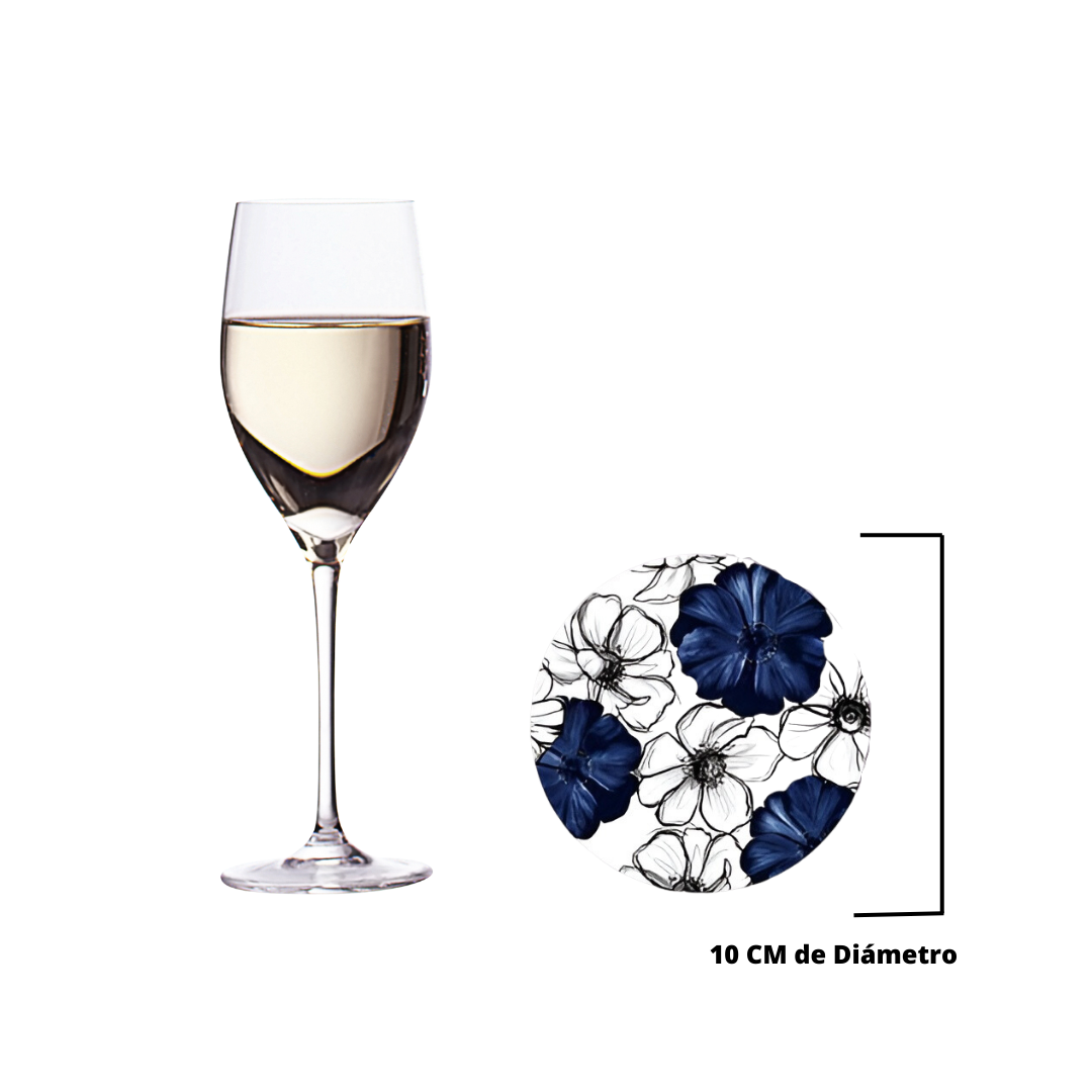 BAJOPLATO Flores Azules y Blancas A-013