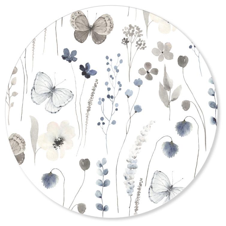 Portaplatos tonos gris y blanco con mariposas