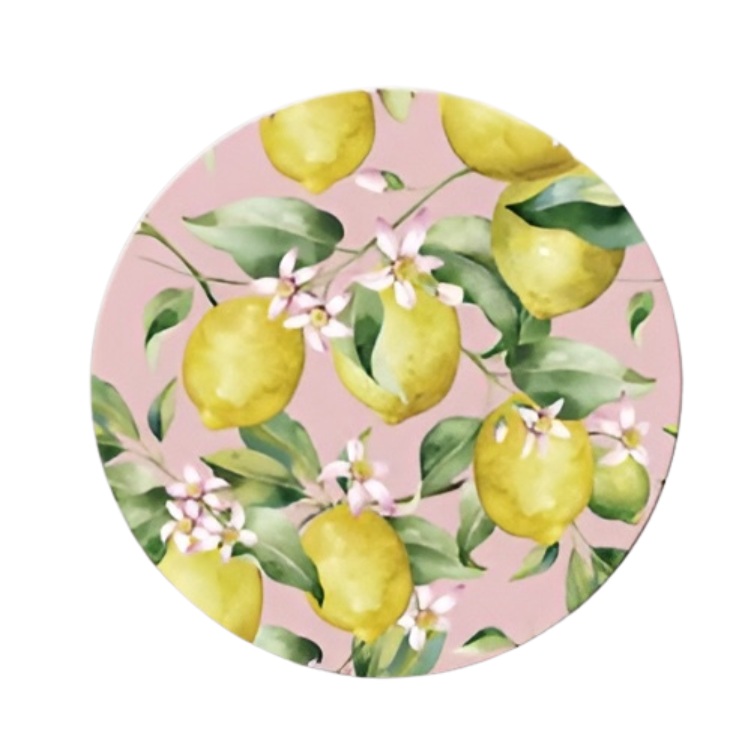 Bajoplato Limones Amarillos y Fondo Rosa A-003