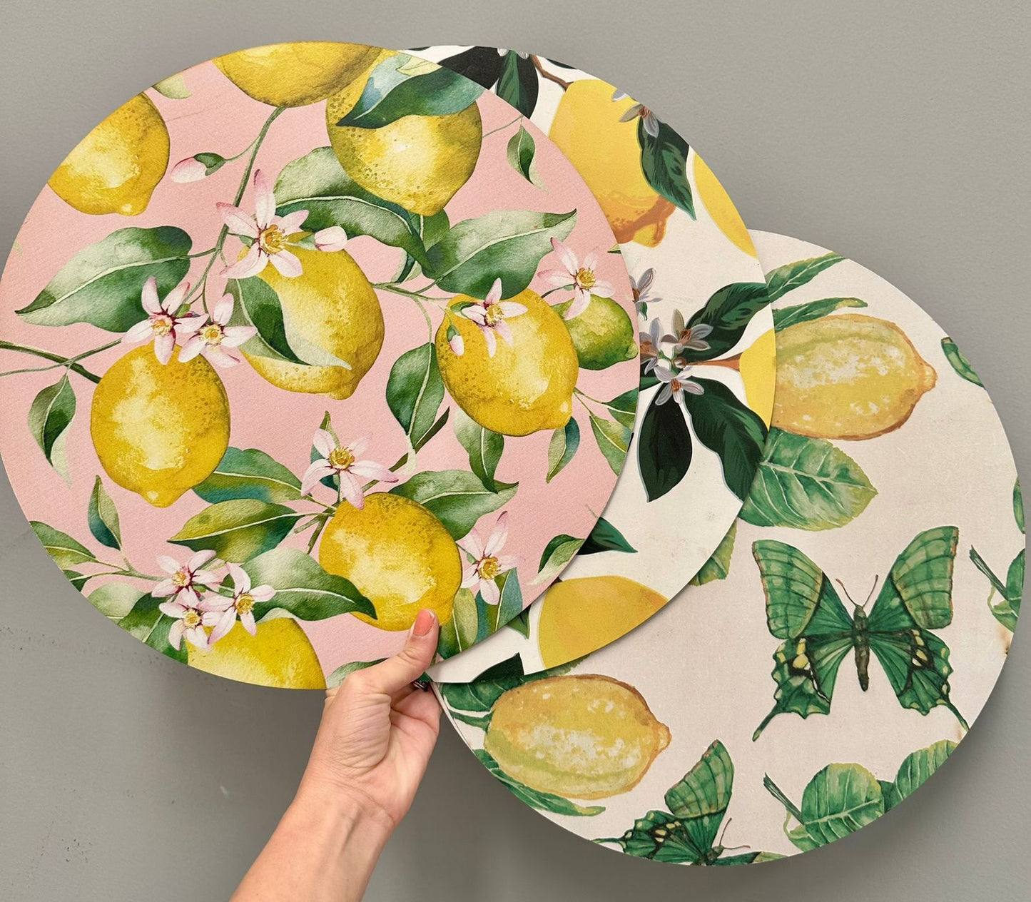 Bajoplato Limones Amarillos y Fondo Rosa A-003