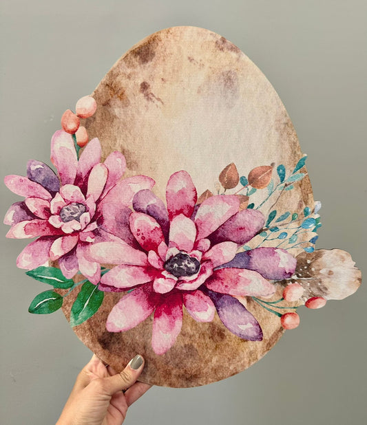 Portaplato Huevo de Pascua y Flores rosas A-562