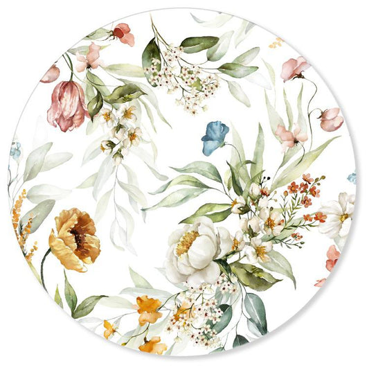 Portaplato Floral  Tones Rosas, Azul, Amarillo Fondo Blanco